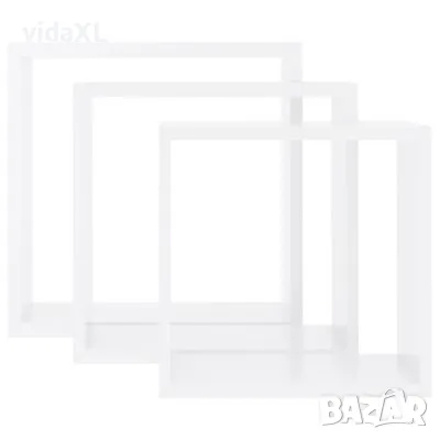 vidaXL Стенни кубични рафтове, 3 бр, бели, МДФ(SKU:323949), снимка 4 - Други - 48697719