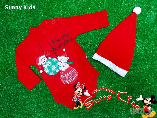 НОВО коледно - новогодишен боди с шапка, снимка 1