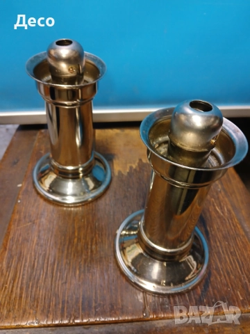 Стари антикварни свещници със пружинен механизъм., снимка 3 - Антикварни и старинни предмети - 52432614