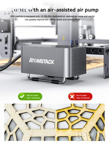 ATOMSTACK X20 130W 20-22W CNC лазер лазерно гравиране рязане метал, снимка 7 - Други машини и части - 36332925
