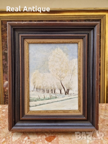 Много добра антикварна авторска френска картина масло върху платно , снимка 2 - Картини - 51503369