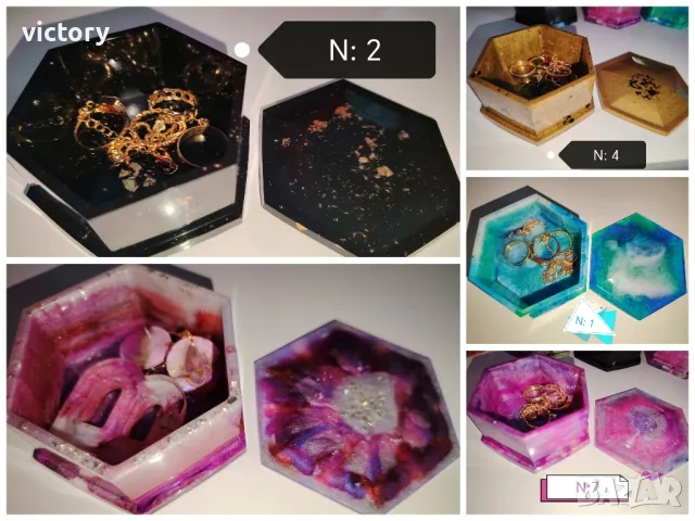 ръчно направени кутийки за бижута от епоксидна смола 