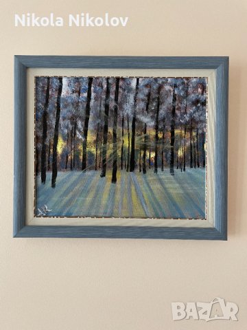 Авторска Картина. Зима в гората, снимка 5 - Картини - 39736765