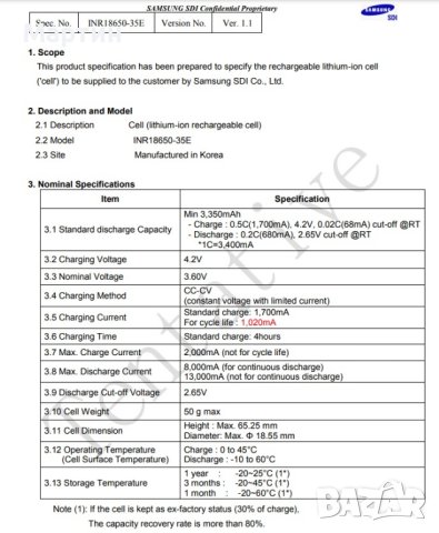 Батерия 18650 Samsung 3500mah 10A литиево йонна - НОВА, снимка 12 - Друга електроника - 43982340