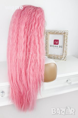 Дълга къдрава розова лейс фронт перука Уенди, снимка 4 - Аксесоари за коса - 38293643