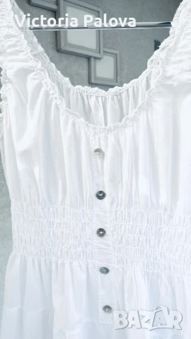 Въздушна бяла рокля тънък памук  Италия, снимка 14 - Рокли - 51063515