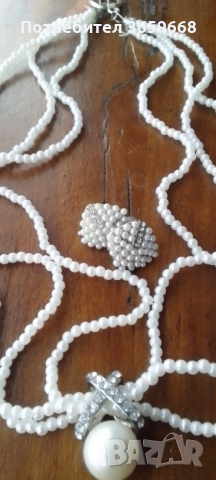 Колие и обици с перли, снимка 12 - Бижутерийни комплекти - 43829636