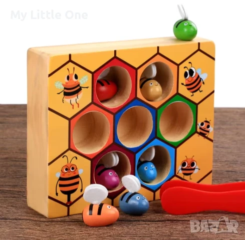 Дървена игра за сортиране „ Пчелички“
