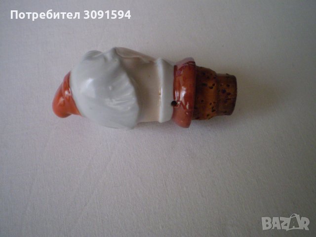 Немска порцеланова фигура Весела мъжка глава Коркова запушалка за бутилка, 1930 г, снимка 10 - Антикварни и старинни предмети - 40406252