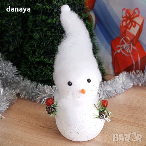 Коледна украса снежен човек с дълга пухена шапка коледни играчки, снимка 7 - Декорация за дома - 26796938