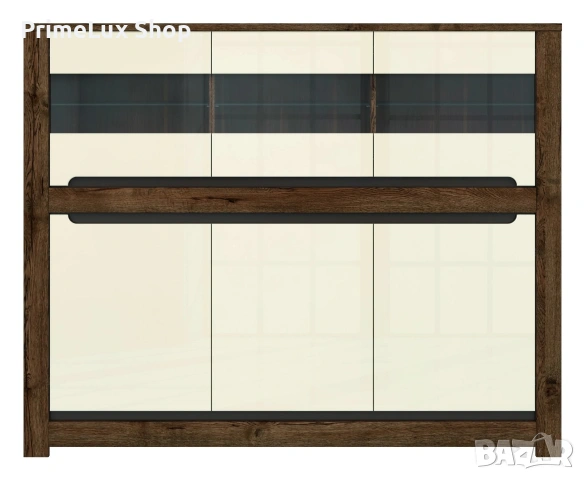 Скрин RUSO KOM3W3D корпус дъб април/фронт перлен лак , снимка 2 - Скринове - 53093552