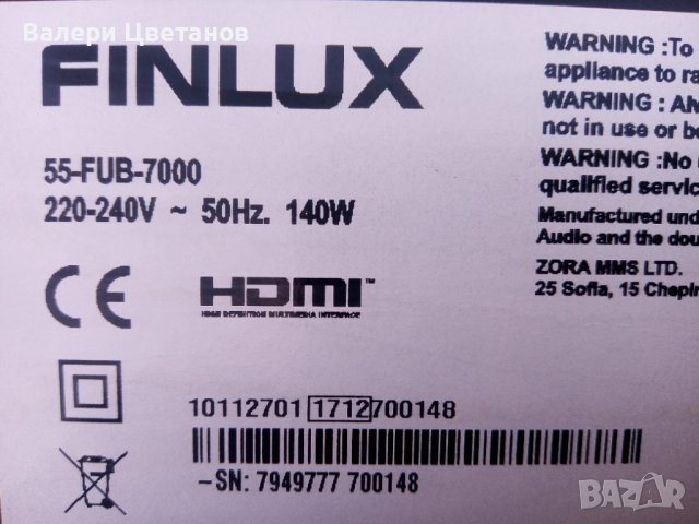телевизор  FINLUX  55-FUB-7000    на части