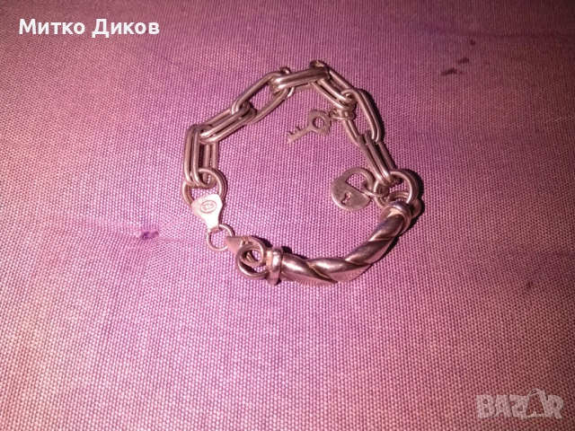 Сребърна гривна верижка за ръка нова проба 925 катинарче ключ 19.18грама, снимка 3 - Гривни - 52708377