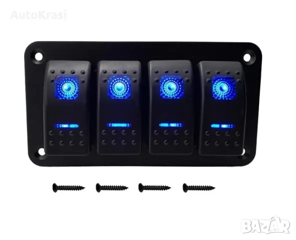 Панел за вграждане с 4 бутона ON-OFF универсални 12-24V за лед светлини - C00499, снимка 3 - Аксесоари и консумативи - 49489480