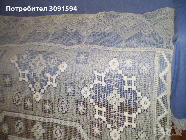 Винтич ръчно плетена покривка за легло филе дантела, снимка 9 - Антикварни и старинни предмети - 48184755