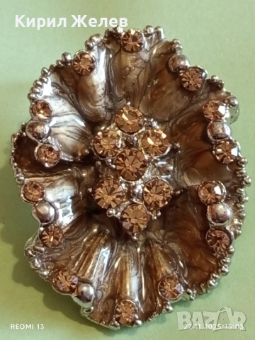 КОЛИЕ във ФОРМАТА на ЦВЕТЕ УКРАСЕНО с ОРАНЖЕВИ КРИСТАЛИ ДИЗАЙНЕРСКО БИЖУ 51876, снимка 7 - Колиета, медальони, синджири - 52501843