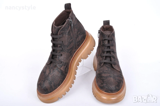 NEW! Подплатени дамски боти от естествен набук - Два цвята, снимка 3 - Дамски боти - 51997500