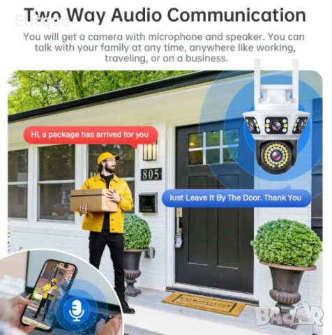 Пълноцветна панорамна 6K Wi-Fi камера за нощно виждане, снимка 6 - Друга електроника - 52744036