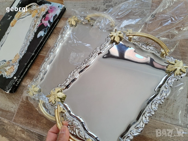 комплект луксозни иноксови плата подноси 8/2, снимка 3 - Прибори за хранене, готвене и сервиране - 51765002