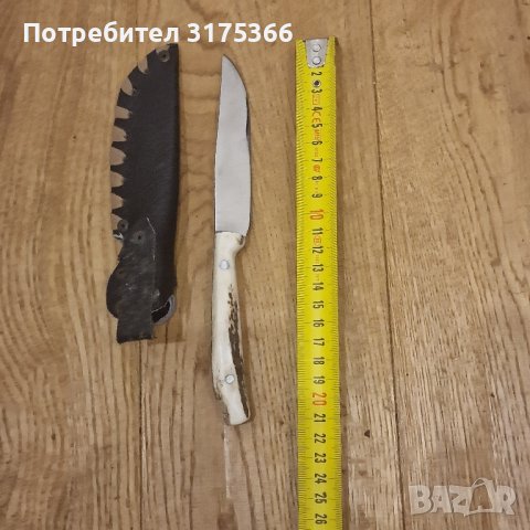 Ловен ежедневен нож с чирени от еленов рог, снимка 2 - Ножове - 44120036