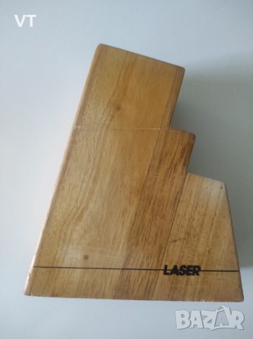 Дървена поставка за ножове LASER