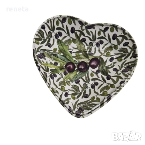 Купичка за ядки, Сърце с маслини, Метална, 9х9х3 см, снимка 1