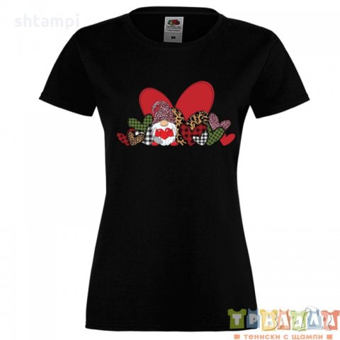 Дамска тениска Свети Валентин Love Gnome Valentine's 14, снимка 1 - Тениски - 35547114