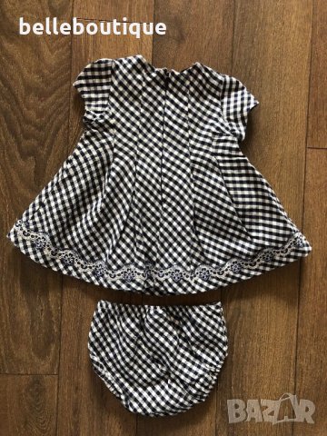 Стилна бебешка карирана рокля с гащички Mayoral Майорал 6 месеца, снимка 2 - Бебешки рокли - 28391433