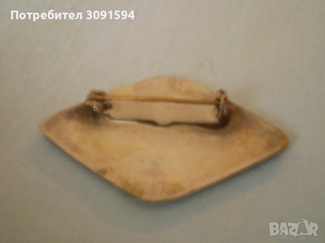 Старинна брошка бял метал с емайл, снимка 2 - Антикварни и старинни предмети - 39343484