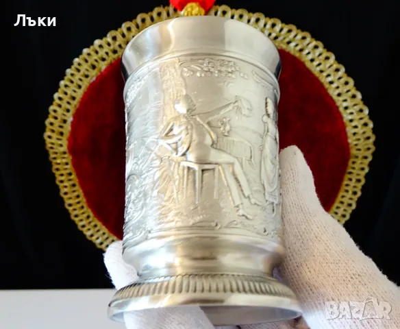 Чаши от калай за вино,сцени от любовна песен. , снимка 6 - Антикварни и старинни предмети - 48042235