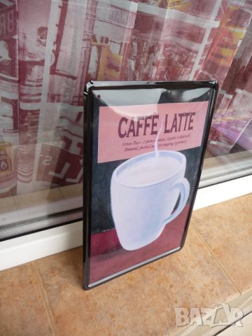 Метална табела кафе лате Caffe Latte с мляко чаша порцелан, снимка 2 - Декорация за дома - 43107482