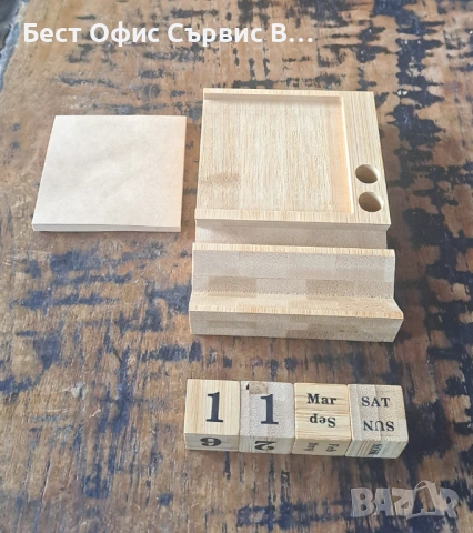 календар вечен настолен с поставка за телефон, 2 пишещи средства и хартиено кубче от бамбук, снимка 8 - Ученически пособия, канцеларски материали - 53138938