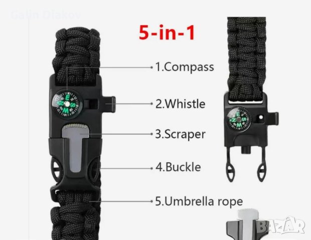 гривна за оцеляване 5 в 1, снимка 2 - Екипировка - 44027646