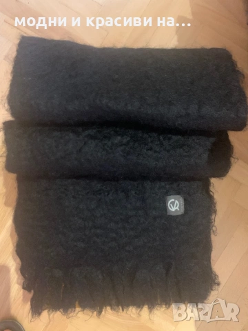 Зимни шалове естествени материи вълна/ мохер черен шал  с ресни (фина вълна virgin wool), снимка 12 - Шалове - 53056623