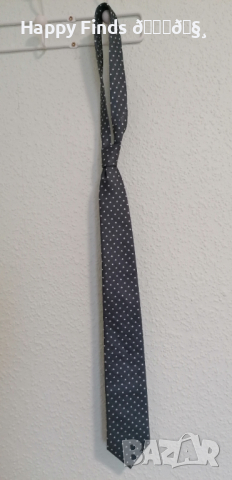 Изключително елегантна луксозна мъжка вратовръзка Frant selection сива на бели точки 