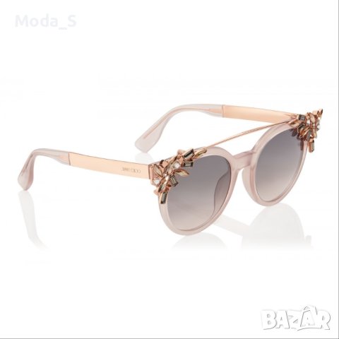 Jimmy Choo - Vivy - Pink Round Framed Sunglasses with Detachable Jewel Clip On, снимка 4 - Слънчеви и диоптрични очила - 40350753