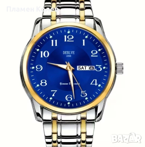 DEBLVE Мъжки моден часовник от неръждаема стомана с светещи ръце, дата и календарен дисплей, снимка 3 - Мъжки - 52914543