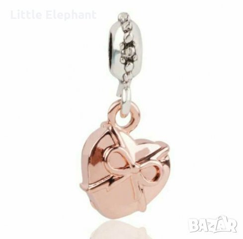 Висящ елемент сърце с панделка,Rose Gold/нов