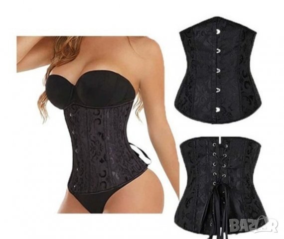 Нов черен корсет в готически стил с отворен бюст + подарък прашки- М, снимка 5 - Корсети, бюстиета, топове - 39806561