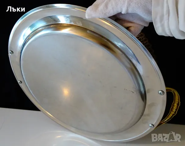 Поднос,плато Gold 24 K,42 см.,с дръжки. , снимка 5 - Аксесоари за кухня - 50254846