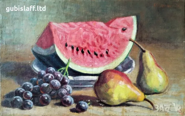 Картина, натюрморт, худ. С. Стоянов, 1970 г., снимка 2 - Картини - 49448920