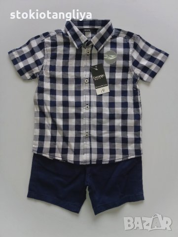 Летен комплект риза и къси панталонки, размер 18-24 месеца