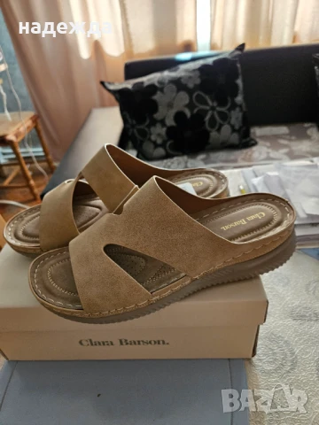 Летни бежови чехли голям размер 