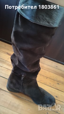 Vero cuoio италиански високи ботуши естествен велур и кожа н.39 и 1/2, снимка 5 - Дамски ботуши - 44130840