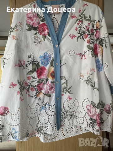 Риза с бродерия на цветя, снимка 5 - Ризи - 51706139