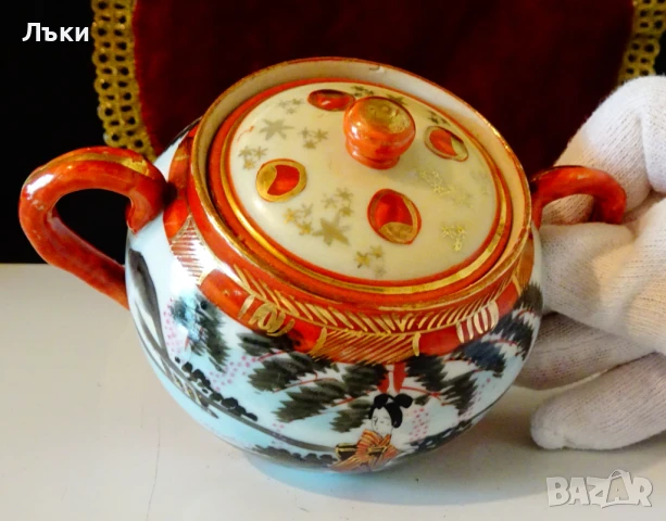 Захарница японски порцелан Kutani,злато. , снимка 7 - Антикварни и старинни предмети - 51230466