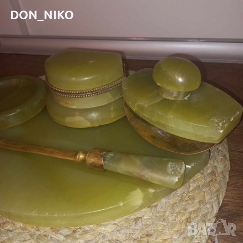 Мастилница от Зелен Оникс и Бронз, снимка 4 - Антикварни и старинни предмети - 44009817