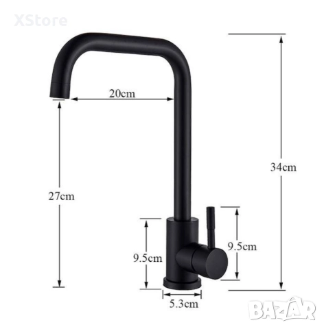 Едноръкохватков кухненски кран неръждаема стомана 360° въртящ се смесител за мивка, снимка 2 - Смесители - 52588546