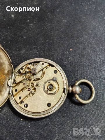 Швейцарски СРЕБЪРЕН джобен часовник 1900г. с ключе - 10 РУБИНА ПРОМОЦИЯ, снимка 8 - Джобни - 50419600