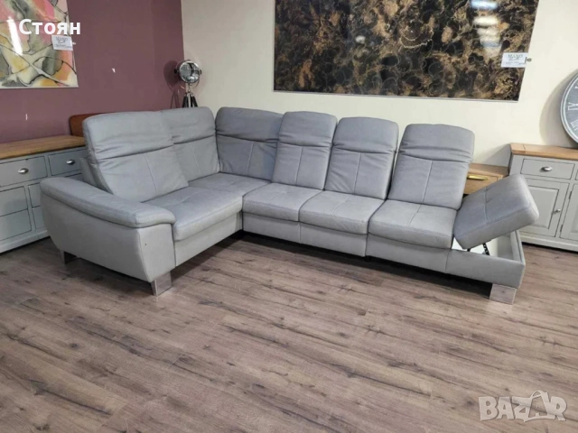 ПРОМОЦИЯ!!! Сив ъглов диван от плат с функция сън и ракла Rhone, снимка 3 - Дивани и мека мебел - 52830250